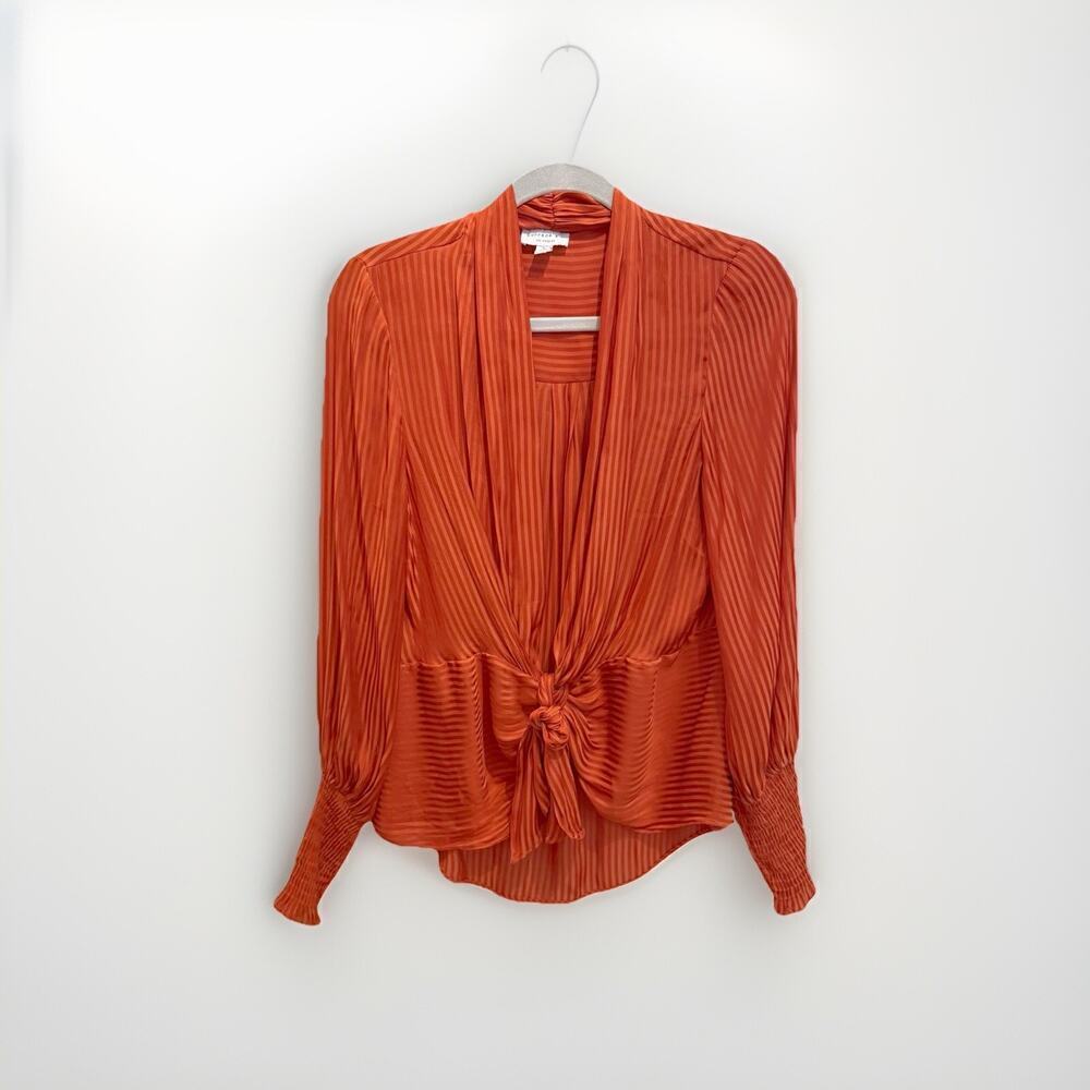 Current Air Blouse Size Small Rust Orange Striped Long Sleeve Anthropologie Boho